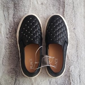 Girls' Quilted Rhinestud Slip On Sneakers